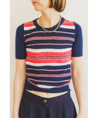 1970's mulch boarder knit Tee / made in Italy