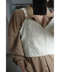 Embroidered Cotton Hook-and-Eye Bustier
