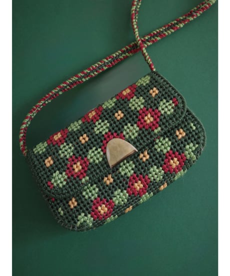 1970’s Geometric Floral Needlepoint Mini Bag