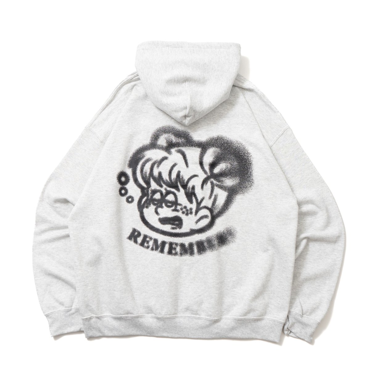 Ash】Spray Logo Hoodie | Remember.