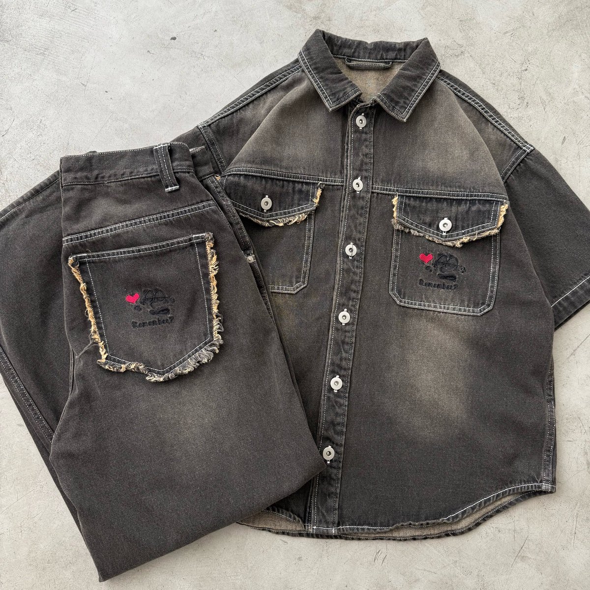 VINTAGE LIKE DENIM LOOSE PANTS | Remember.