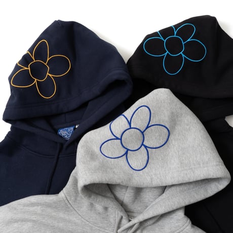 【Gray】3D Embroidery Flower Hoodie