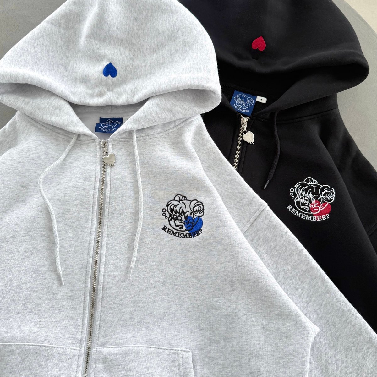 REMEMBER ジップパーカー アッシュ グレー L Remember Logo Zip Hoodie | Remember.