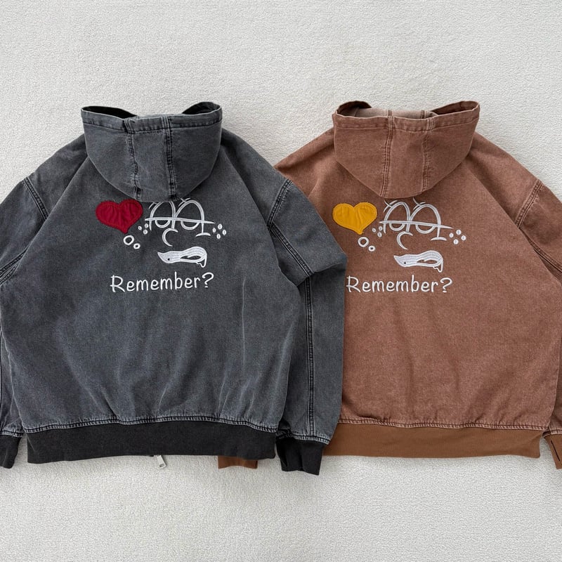 Wash Denim Zip Hoodie | Remember.