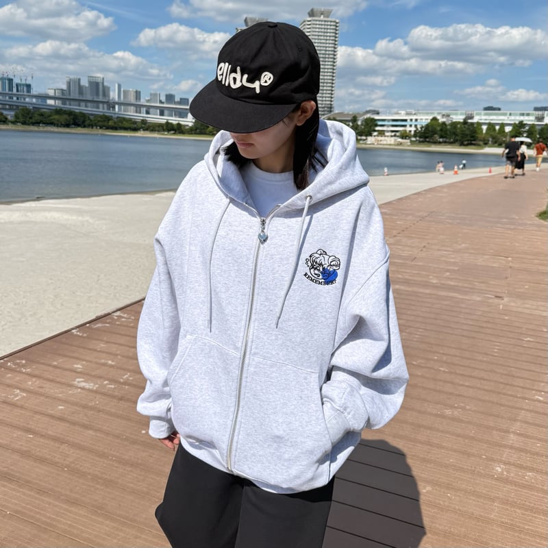 REMEMBER ジップパーカー アッシュ グレー L Remember Logo Zip Hoodie | Remember.