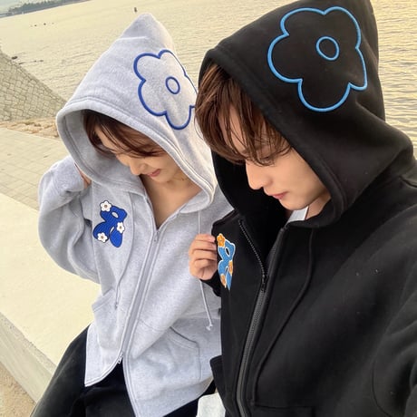 3D Embroidery Flower Zip Hoodie