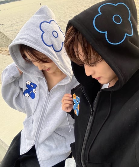 3D Embroidery Flower Zip Hoodie