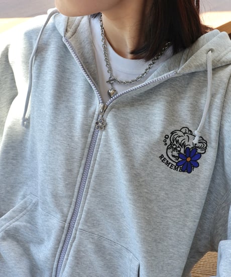 Remember with Flower Zip Hoodie