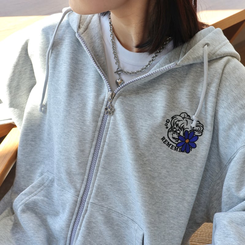 Remember with Flower Zip Hoodie | Remember.