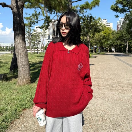 ♡Charm Zip Cable Knit