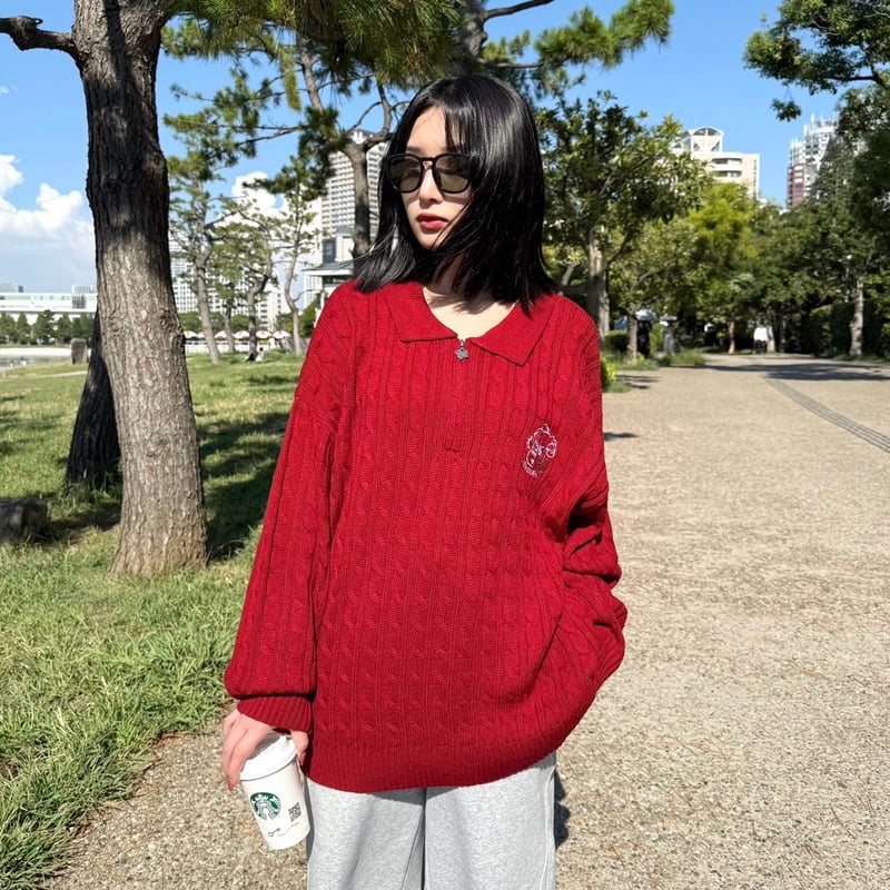 ♡Charm Zip Cable Knit | Remember.