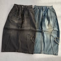 Heart Patch SU Curved Denim Pants