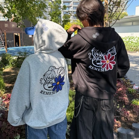 Remember with Flower Zip Hoodie