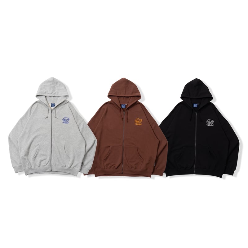 Brown】R-Logo Big Zip Hoodie | Remember