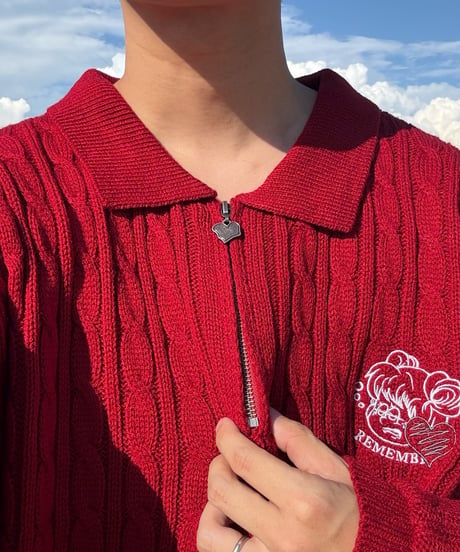 ♡Charm Zip Cable Knit