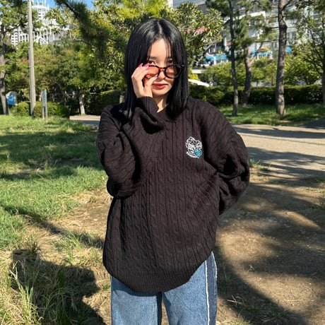 ♡Charm Zip Cable Knit