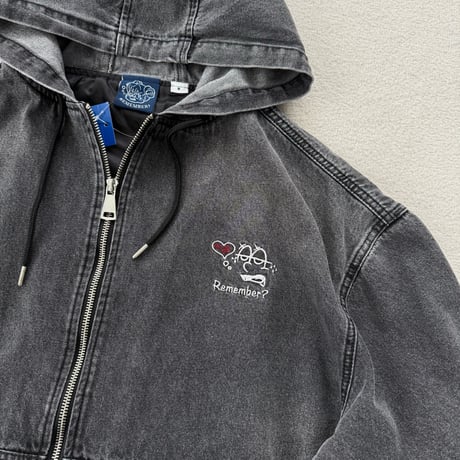 Wash Denim Zip Hoodie