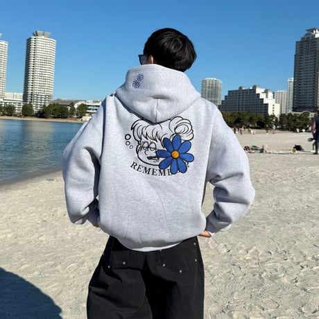 Remember with Flower Zip Hoodie