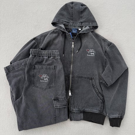 Wash Denim Zip Hoodie