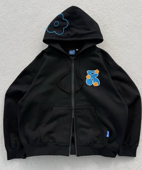 3D Embroidery Flower Zip Hoodie