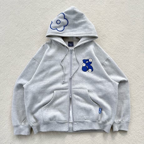 3D Embroidery Flower Zip Hoodie