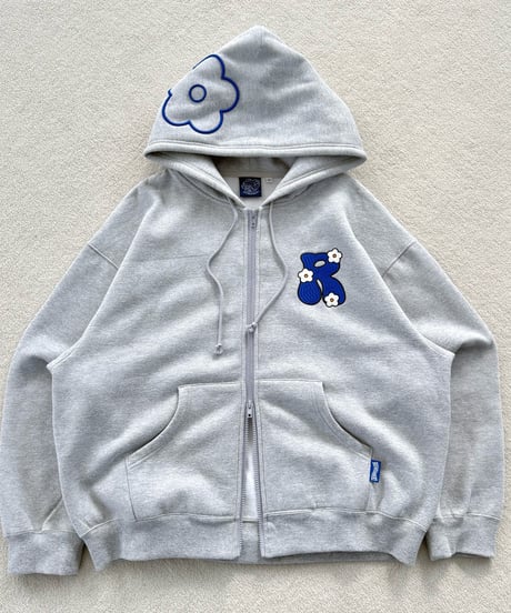 3D Embroidery Flower Zip Hoodie