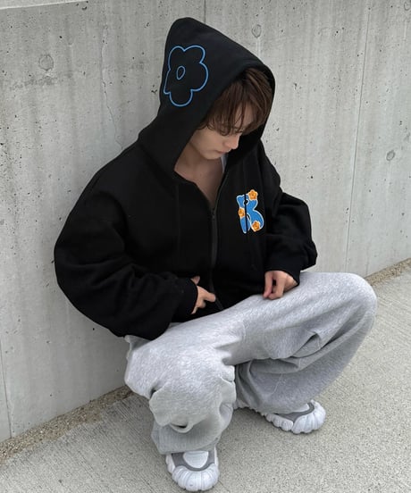 3D Embroidery Flower Zip Hoodie