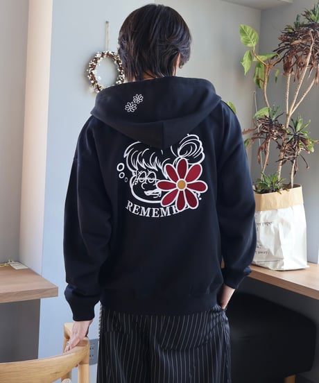 Remember with Flower Zip Hoodie
