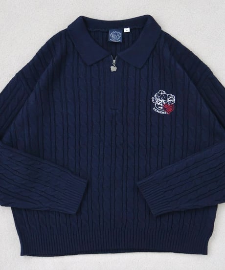 ♡Charm Zip Cable Knit