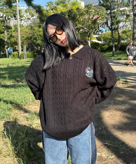 ♡Charm Zip Cable Knit