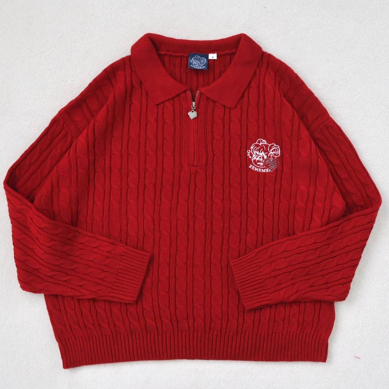 ♡Charm Zip Cable Knit | Remember.