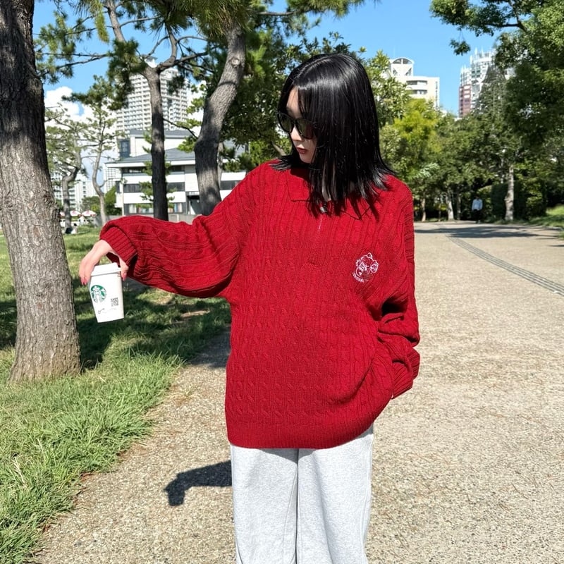 ♡Charm Zip Cable Knit | Remember.