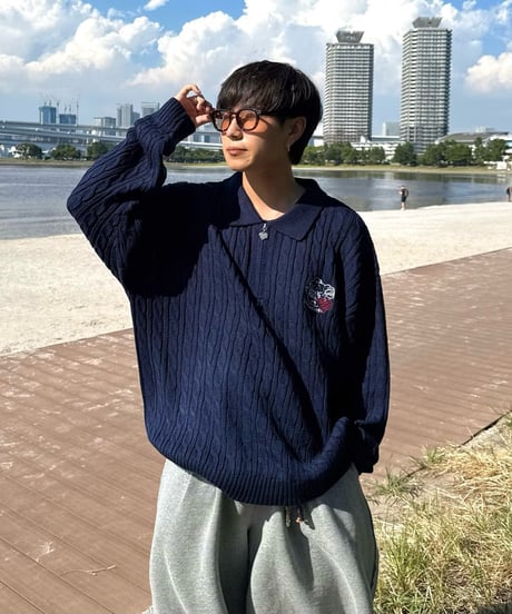 ♡Charm Zip Cable Knit