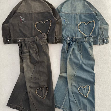 Heart Patch SU Curved Denim Pants