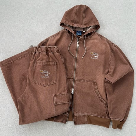Wash Denim Zip Hoodie