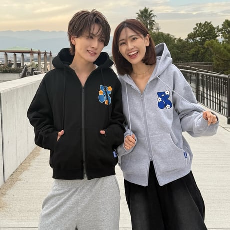 3D Embroidery Flower Zip Hoodie