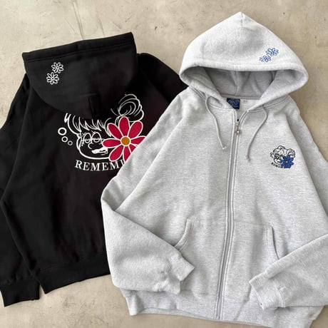 Remember with Flower Zip Hoodie