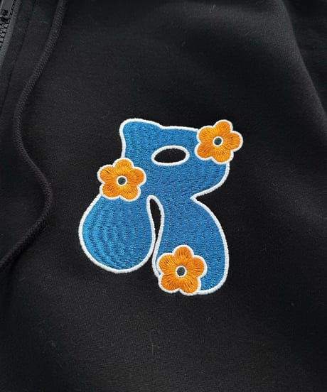 3D Embroidery Flower Zip Hoodie