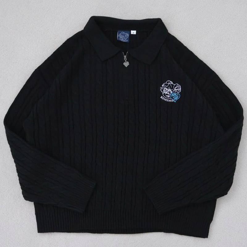 ♡Charm Zip Cable Knit | Remember.