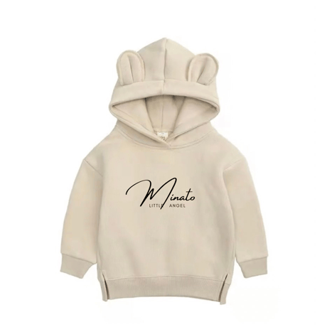 1000円OFF【名入れ】耳付きパーカー　名入れ子供服　80㎝～110㎝　オーダーメイド