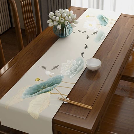 防水テーブルランナー 台湾茶道具 茶席 マット（若葉色+白 2m） 2枚