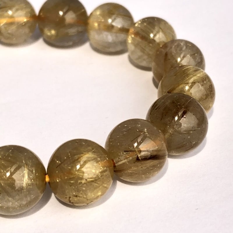 ルチルクォーツ ビーズブレスレット 約12mm ルチルクォーツ 12mm ブレスレット 天然石 パワーストーン : 仏像と