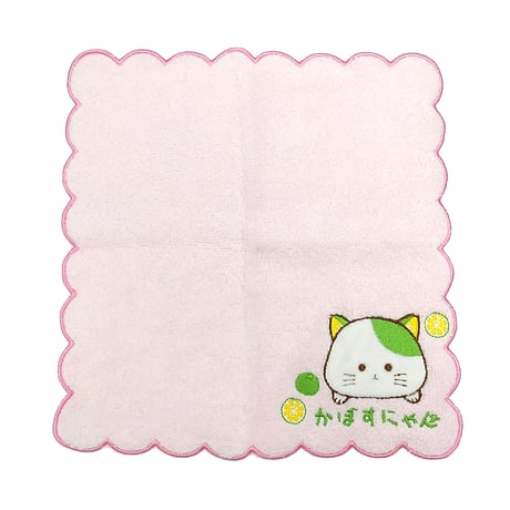 【メール便発送】かぼすにゃん　ふわふわタオルハンカチ