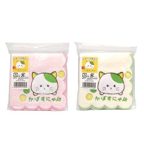 【メール便発送】かぼすにゃん　ふわふわタオルハンカチ