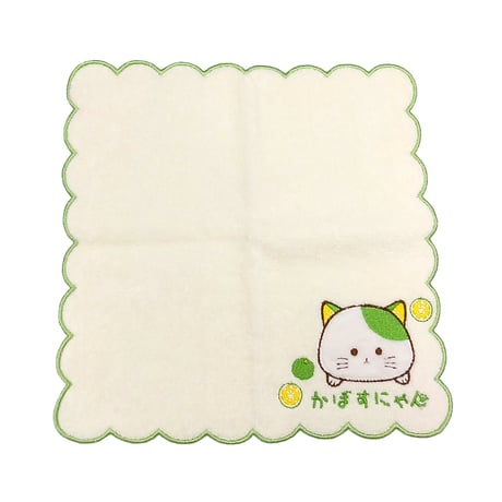 【メール便発送】かぼすにゃん　ふわふわタオルハンカチ