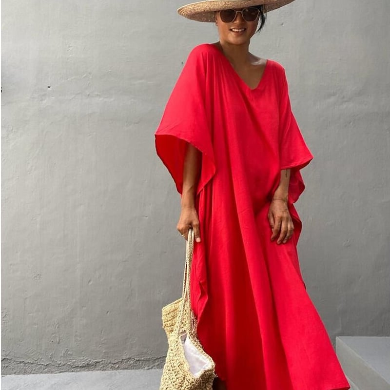 赤カフタンドレス ベルト付き | unlax