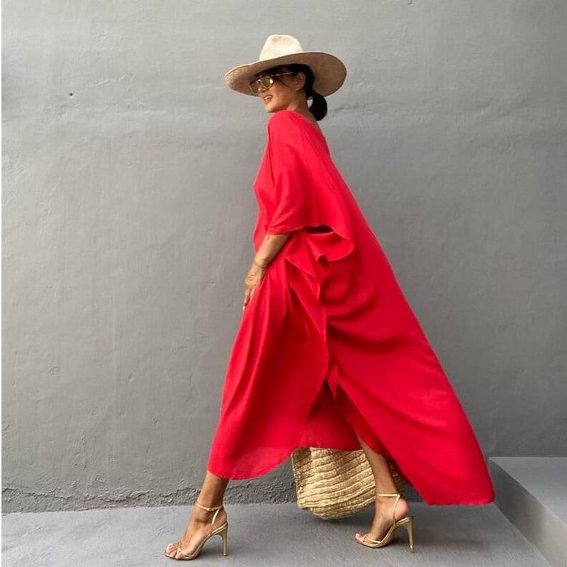 赤カフタンドレス ベルト付き | unlax