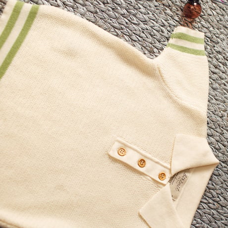 【 ラスト1点 】Birinit Petit  /  White and green polo shirt