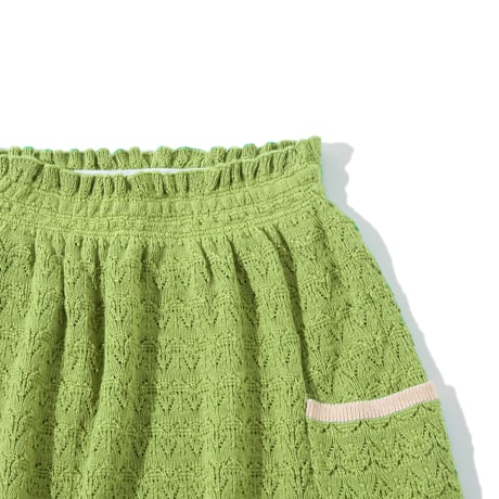【 ラスト1点 】knit planet / FLORAL SKIRT -LAWNGREEN
