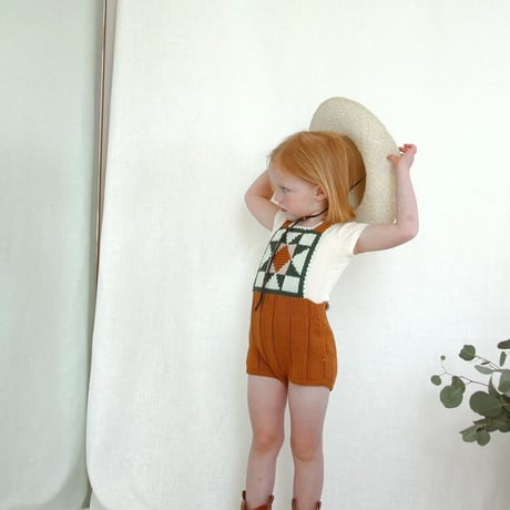 【 ラスト1点 】iver & isla  /  patchwork quilt romper  -acorn